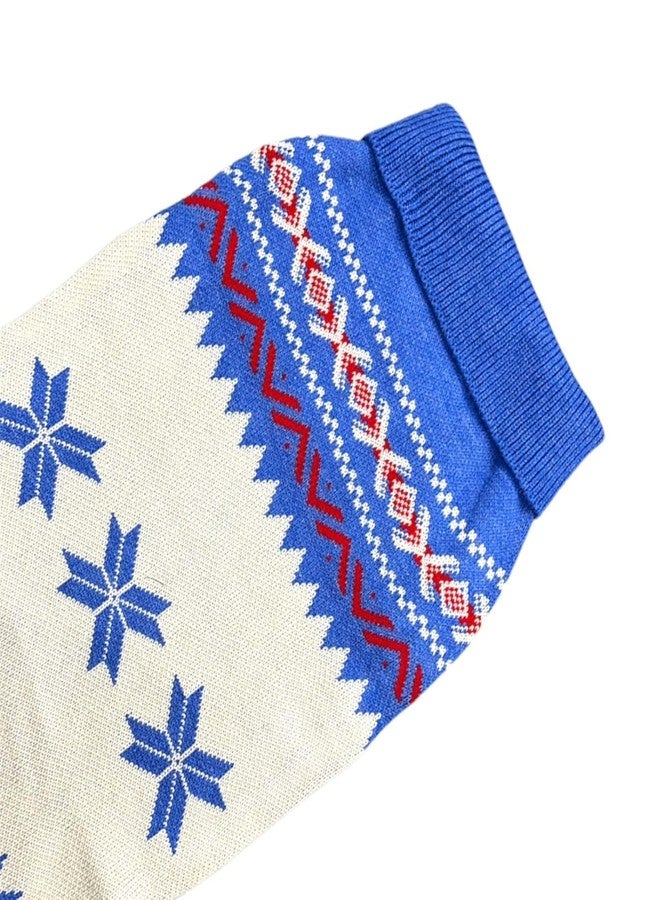 DOGTOWN Dog Snowflake Sweater with Free Superbone Dog Treats | Cozy Winter Knit for Pets (Blue, 24) - Image 5